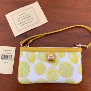 New Dooney & Bourke Lemon Pattern Wristlet Clutch
